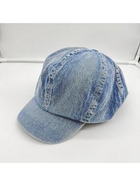 Carapark Denim Cap Washed Blue Distressed Adjustable Streetwear Hat One Size Y2K